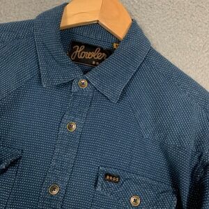 Howler Bros Sheridan Shirt Men's Medium Navy/White Pinpoint Classic Fit Western